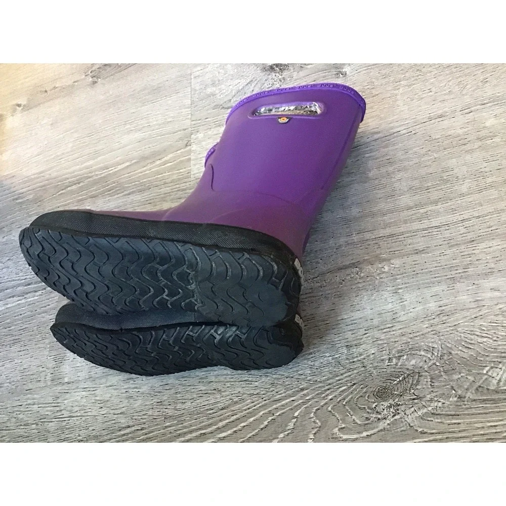 Kids Childrens Bogs Rainboot Plush Purple Waterproof Boots Size 3 Y 72804-542